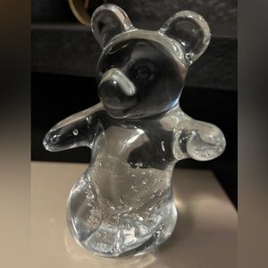 Solid glass teddy bear 4” tall.
